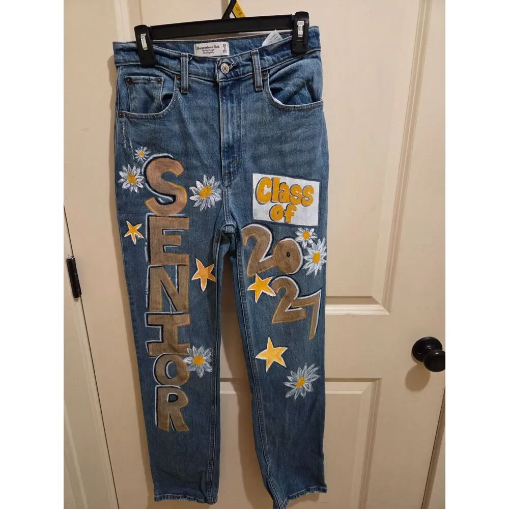 Senior Jeans - Size 26/2 R - Abercrombie & Fitch Jeans - hand painted/upcycled - Picture 3 of 7